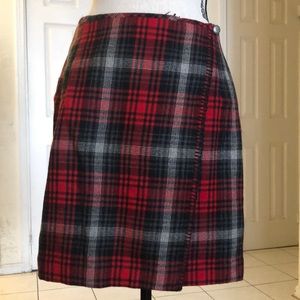 Eddie Bauer wrapped around plaid skirt